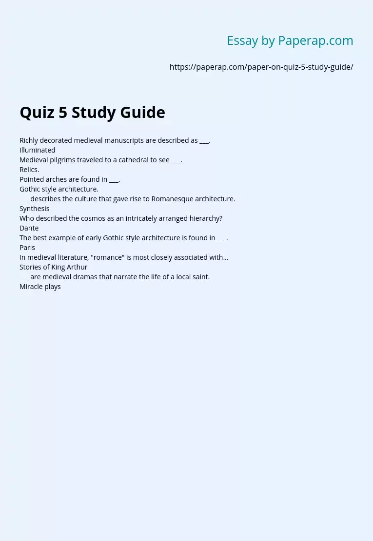 Quiz 5 Study Guide