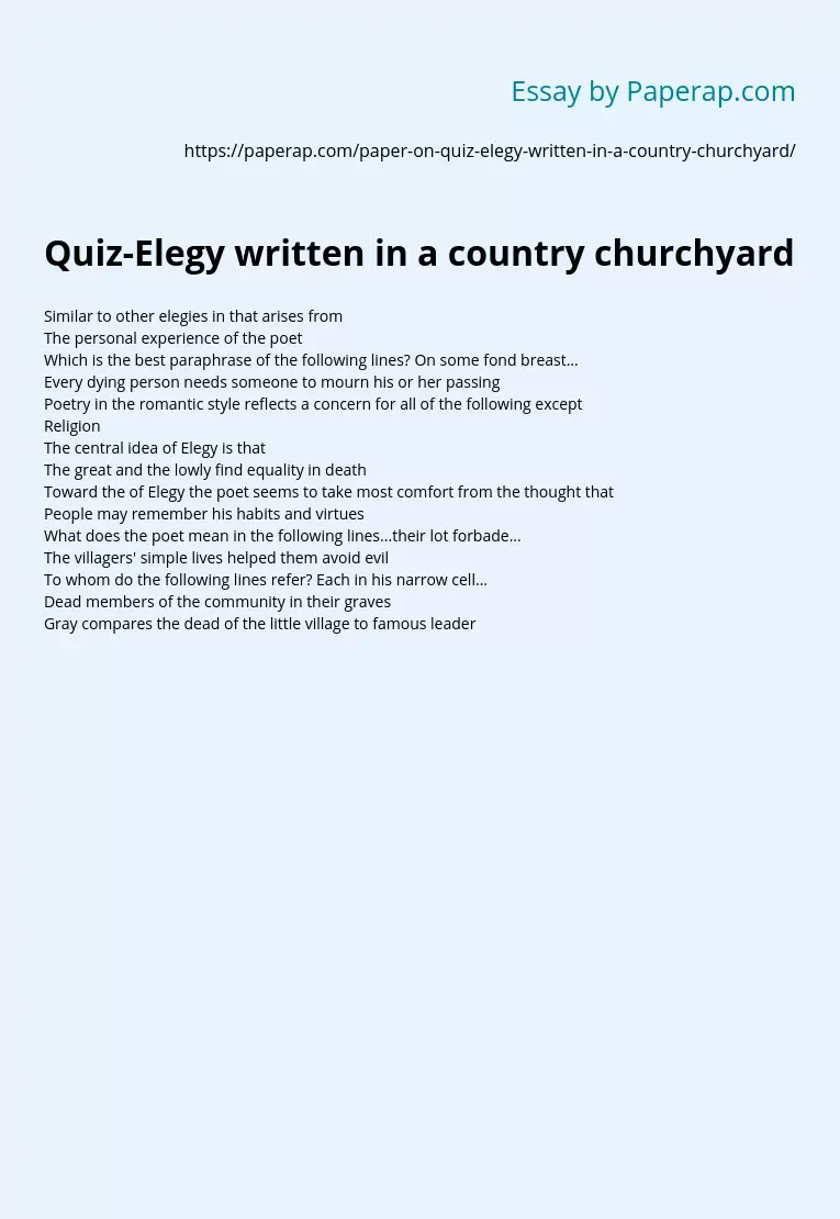 Quiz-Elegy written in a country churchyard