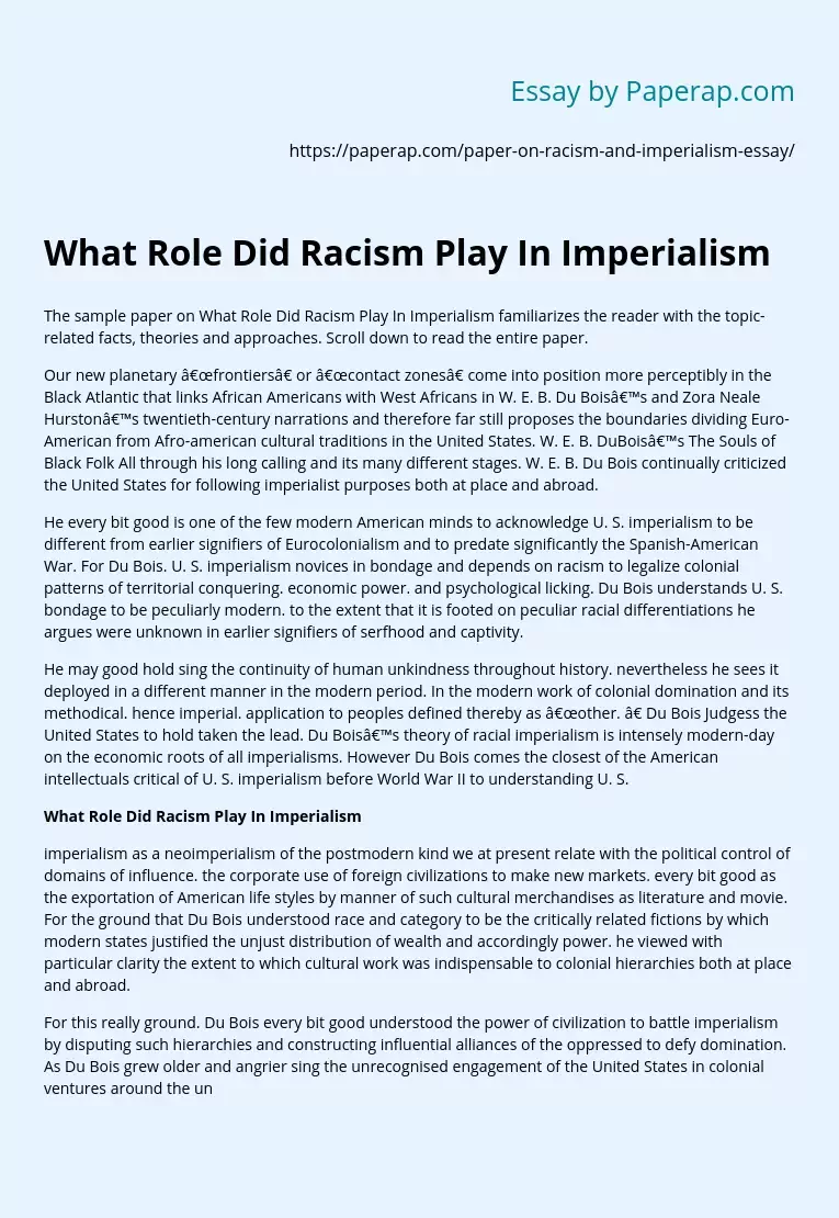 What Role Did Racism Play In Imperialism