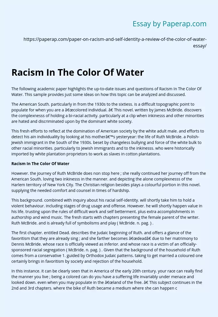 Racism In The Color Of Water