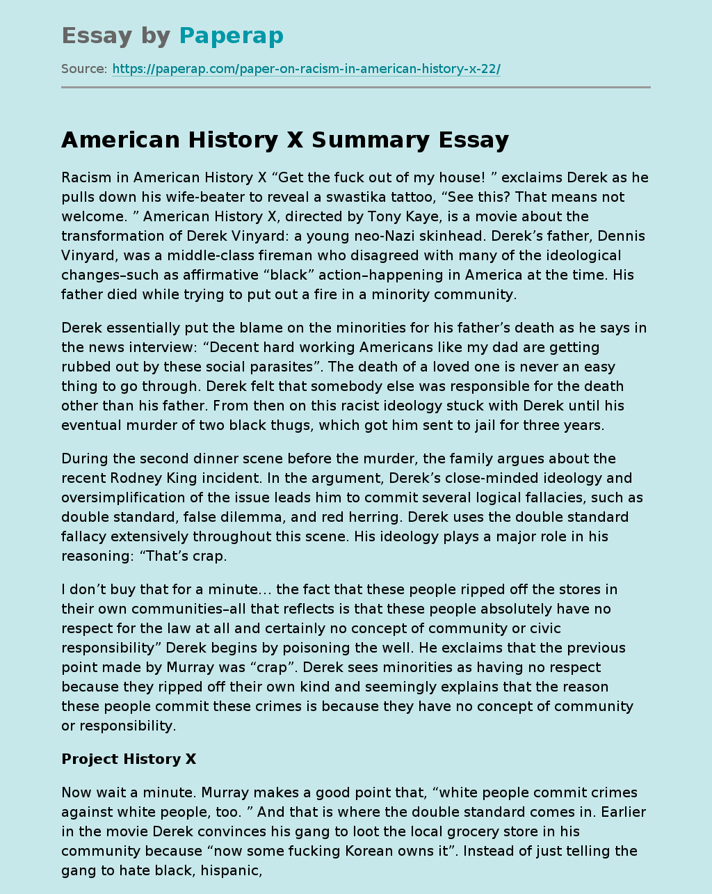 American History X Summary