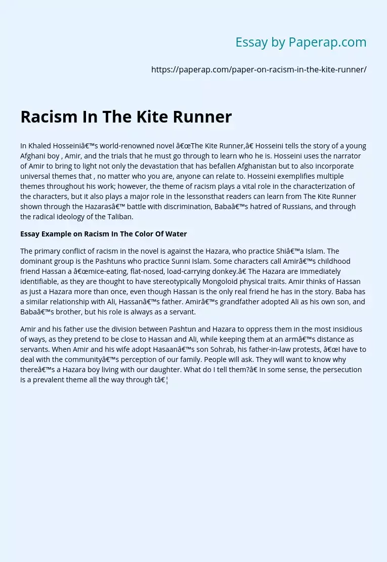 Racism In The Kite Runner