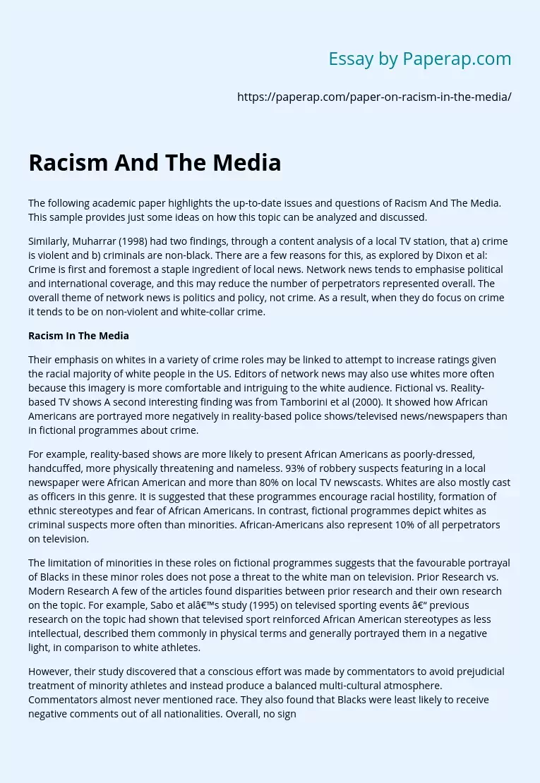 Racism And The Media