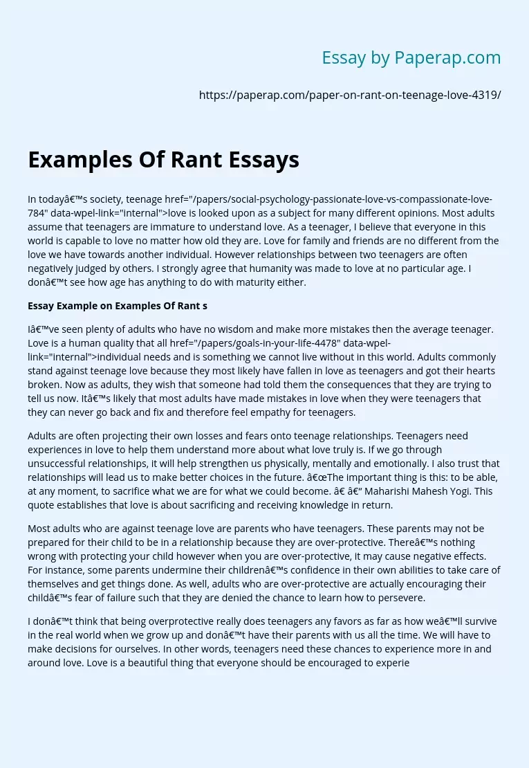 Examples Of Rant Essays
