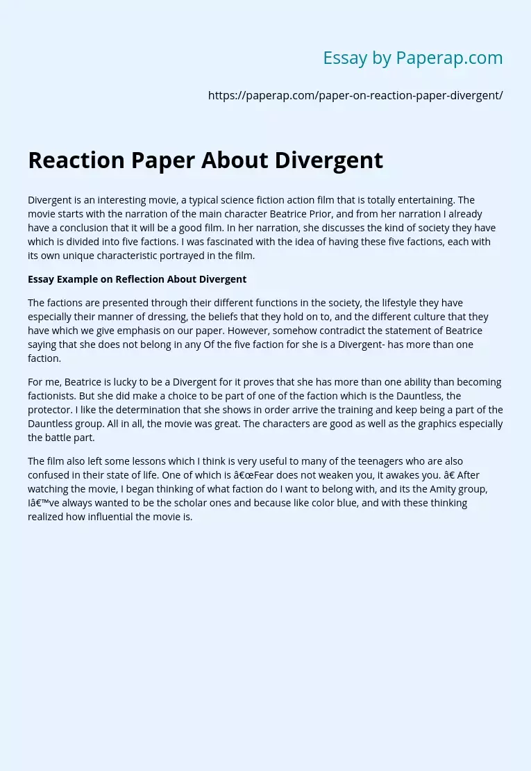 Reaction Paper About Divergent