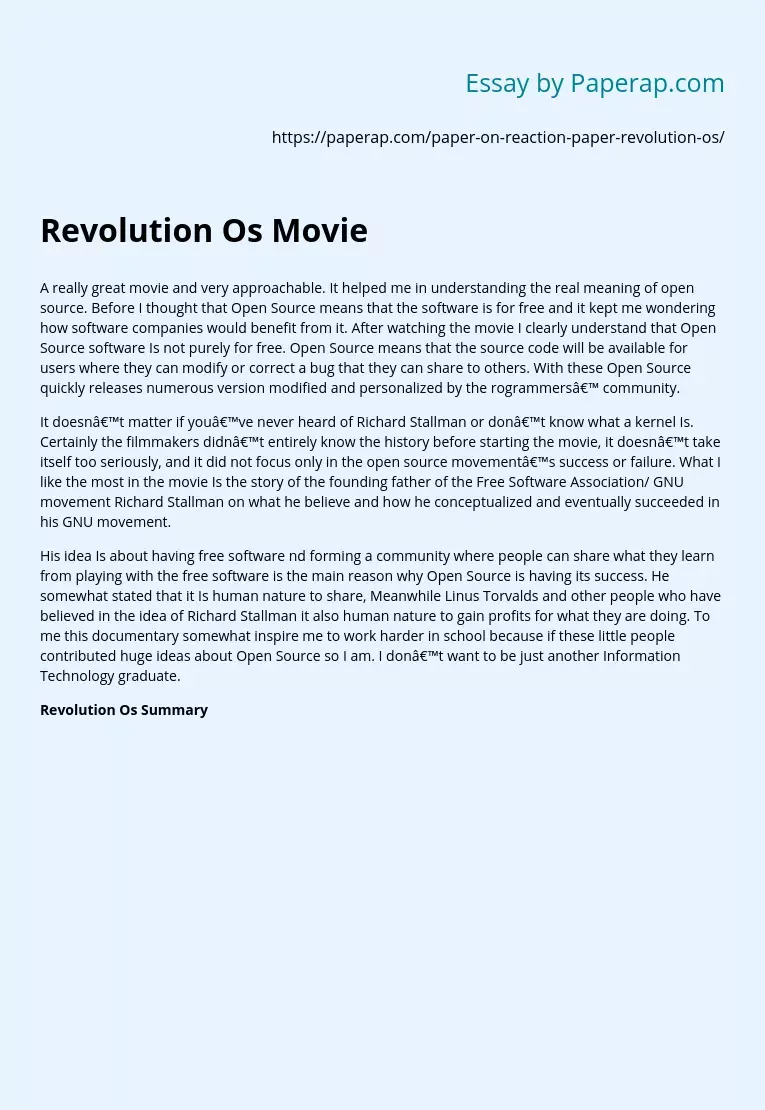 Revolution Os Movie