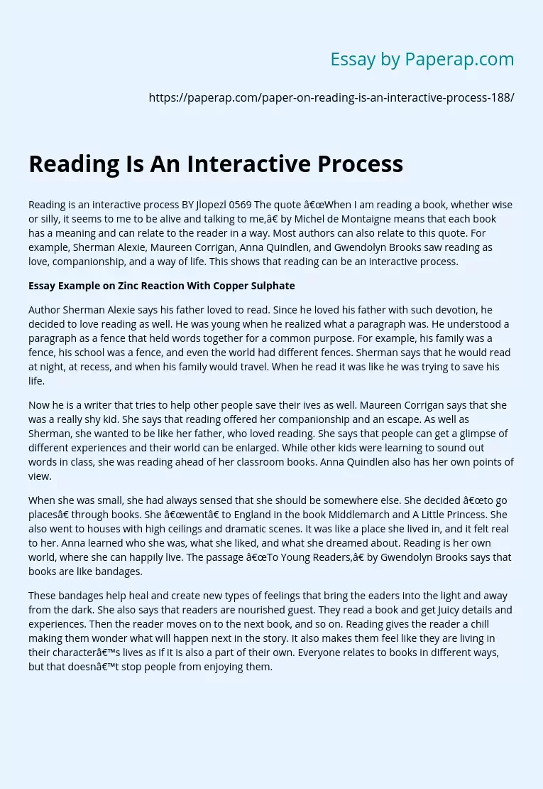Reading Is An Interactive Process