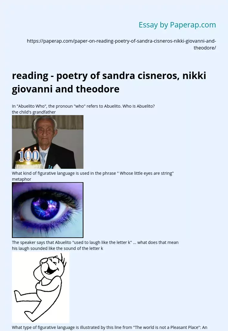 reading - poetry of sandra cisneros, nikki giovanni and theodore