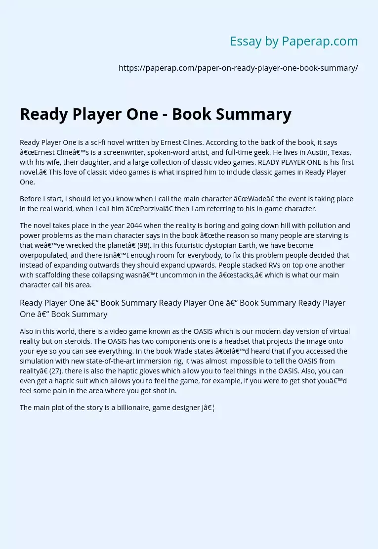 Ready Player One - Book Summary