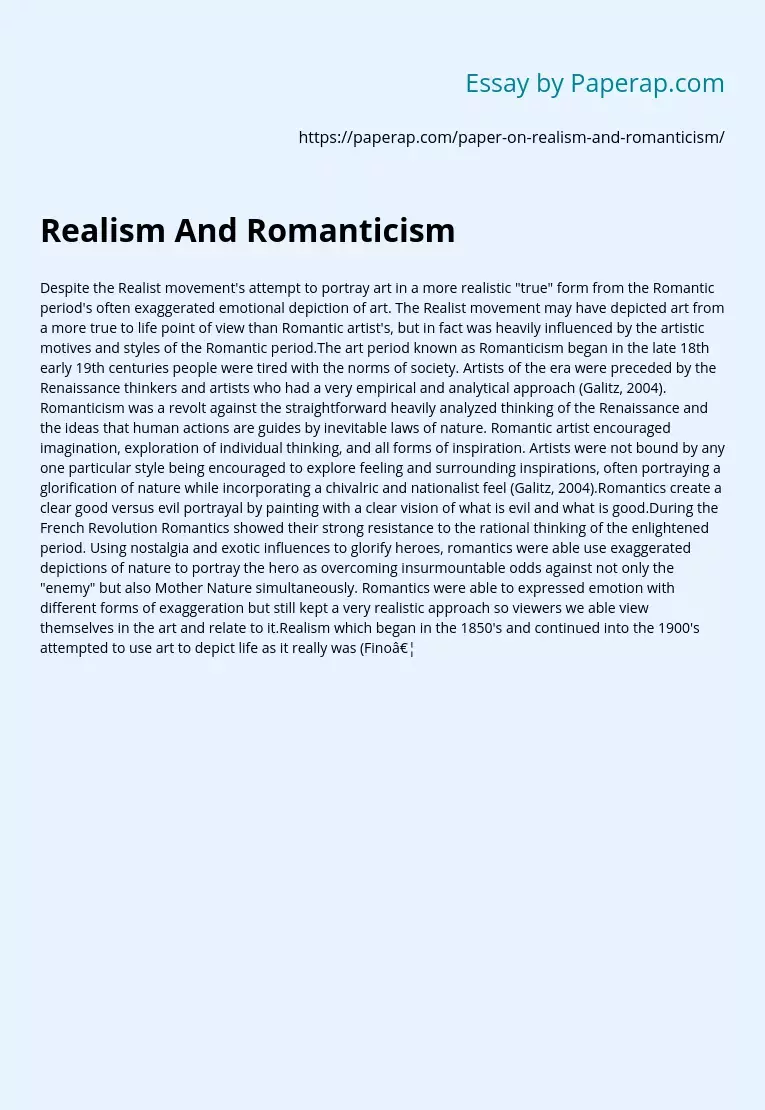 Realism And Romanticism
