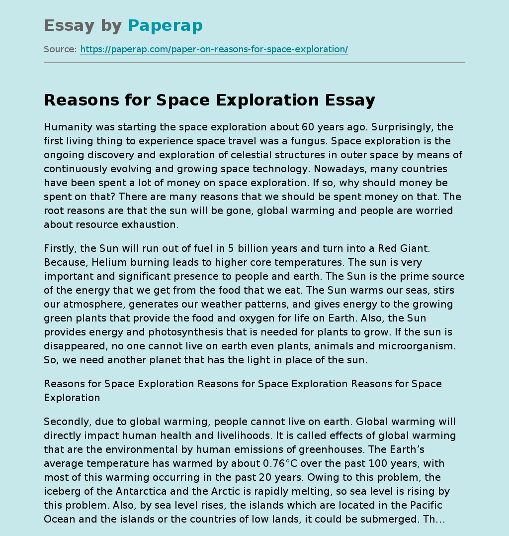Reasons for Space Exploration