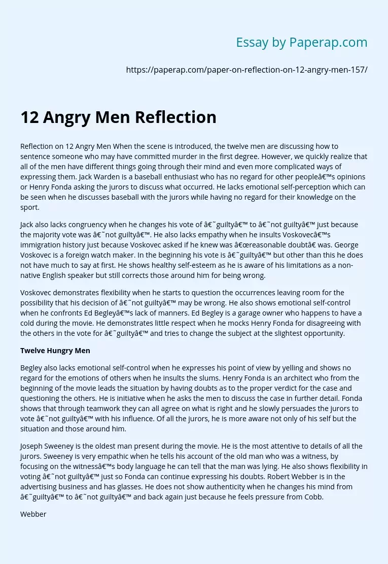 12 Angry Men Reflection