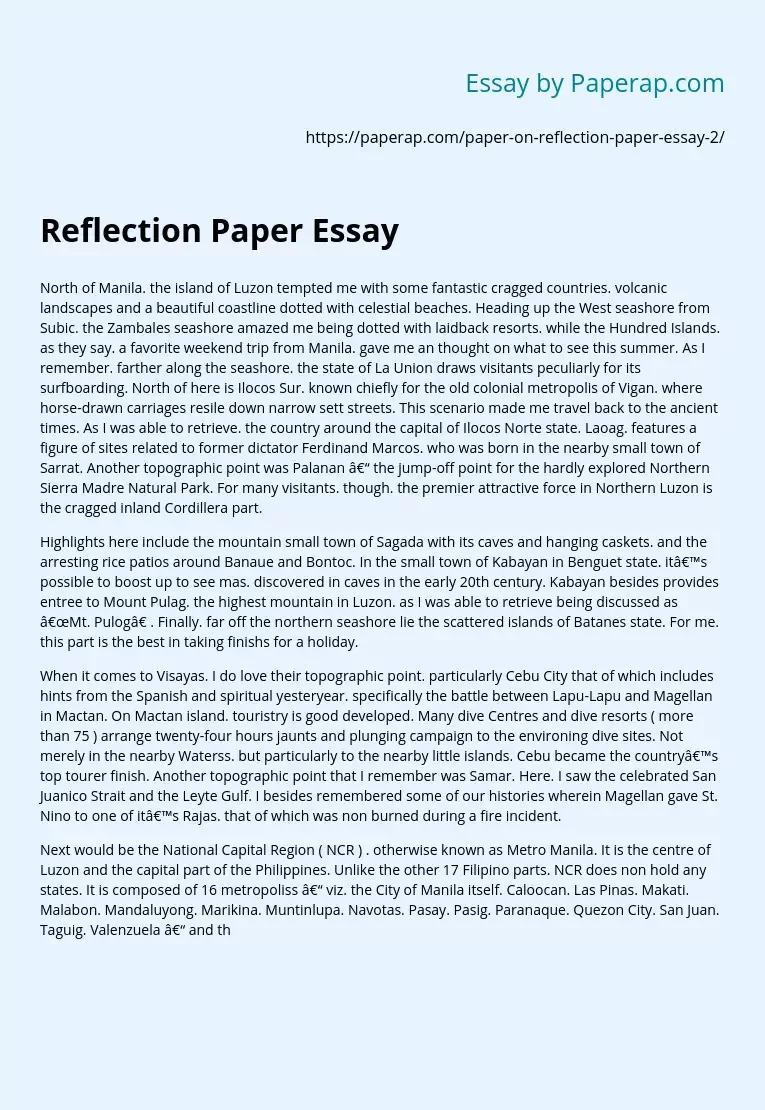 Reflection Paper Essay