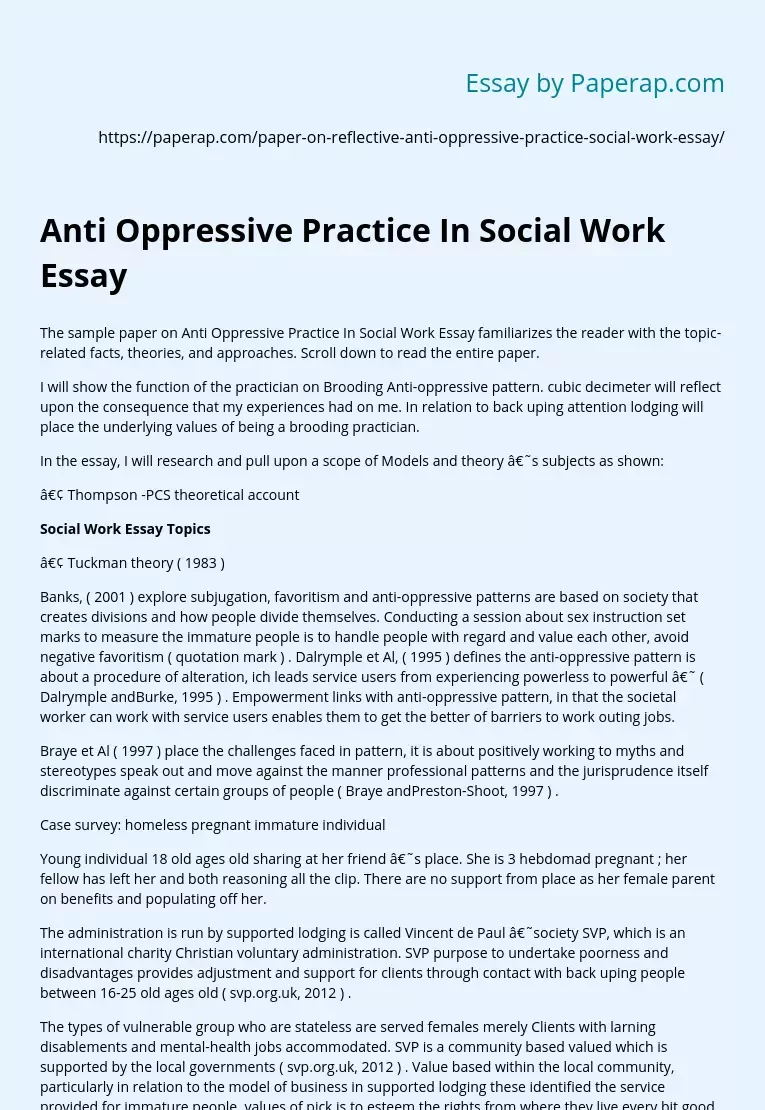 Anti Oppressive Practice In Social Work Essay