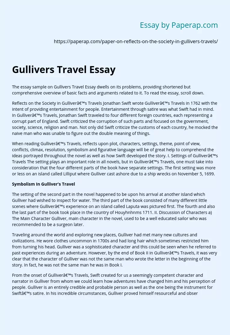 Gullivers Travel Essay