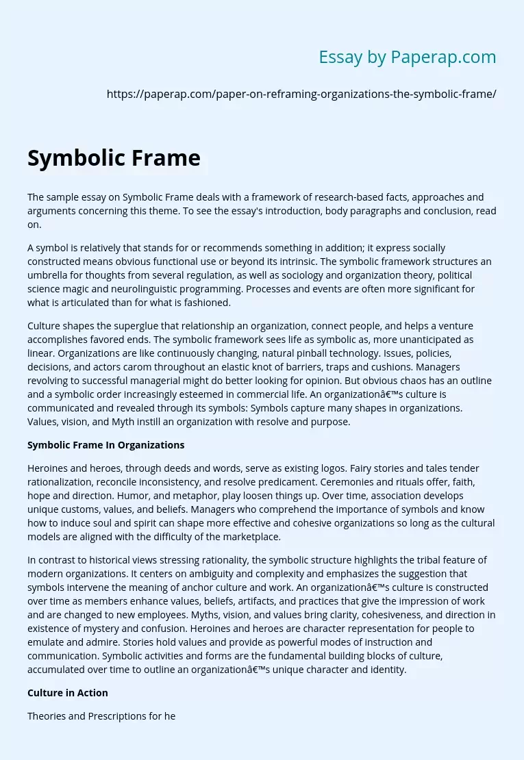 Symbolic Frame and Reframing