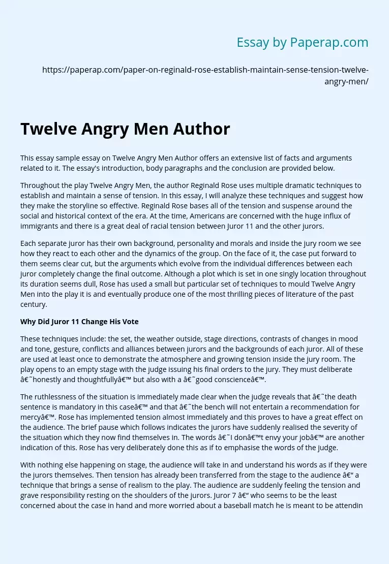 Twelve Angry Men Author