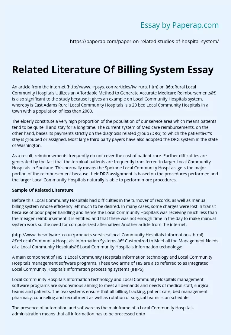 Related Literature Of Billing System Essay
