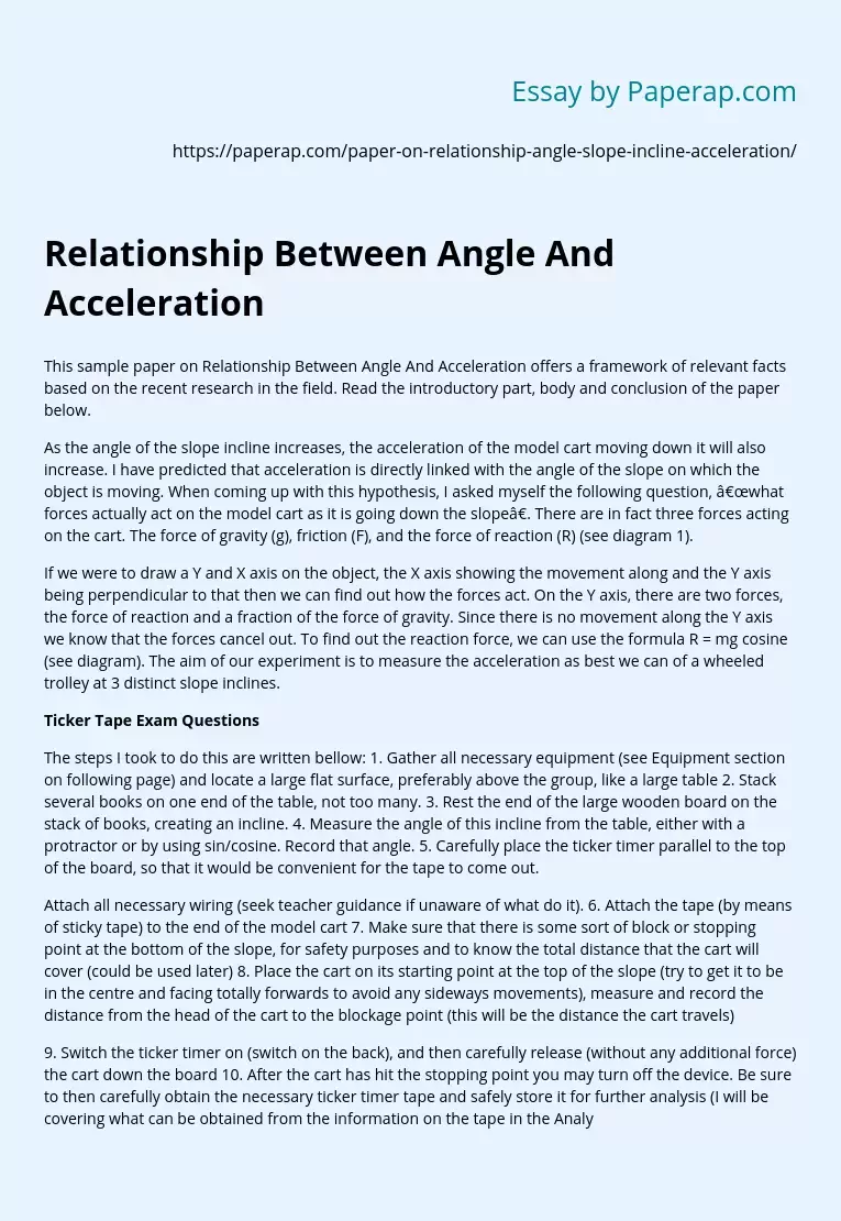 Relationship Between Angle And Acceleration