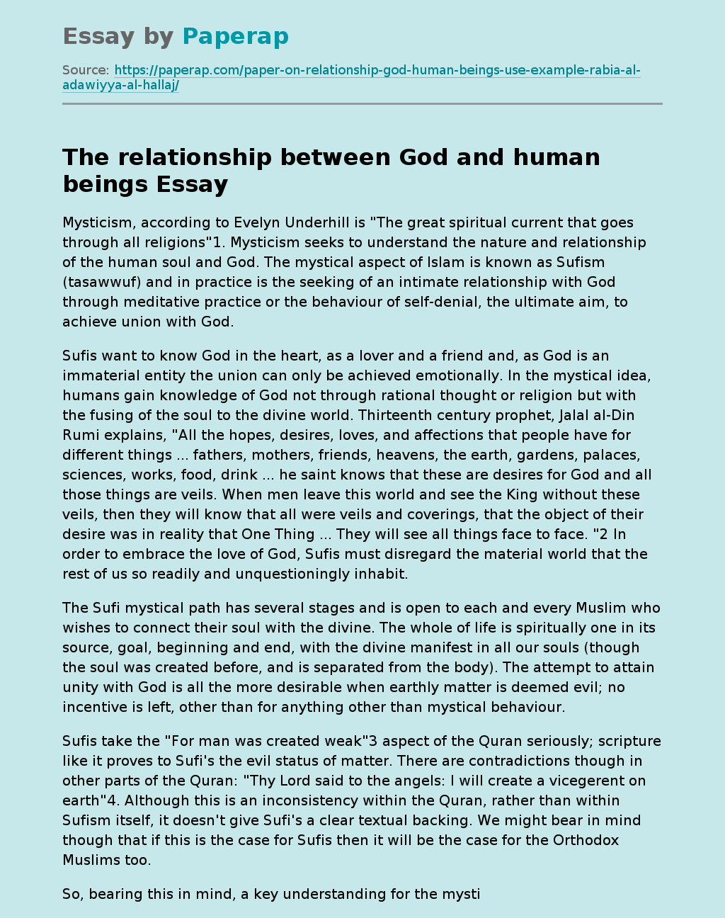 The relationship between God and human beings