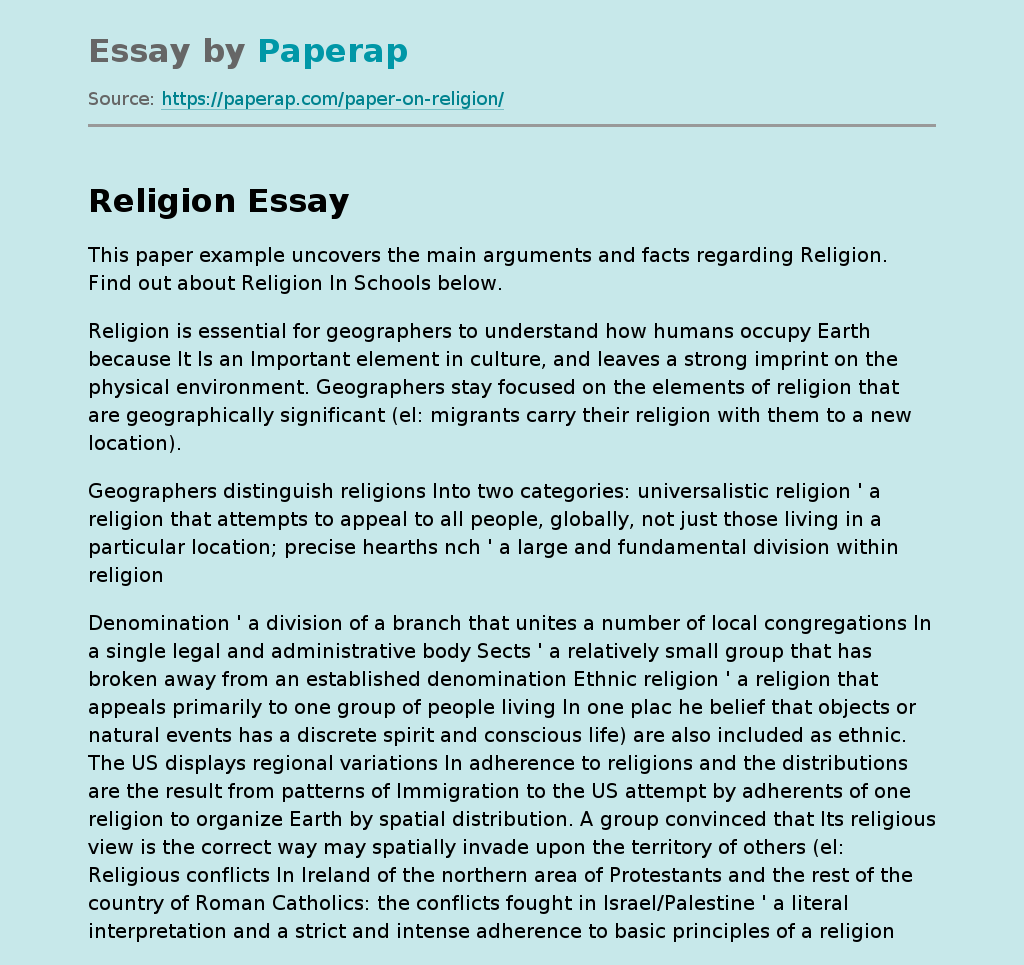Why Do Geographers Need Religion?