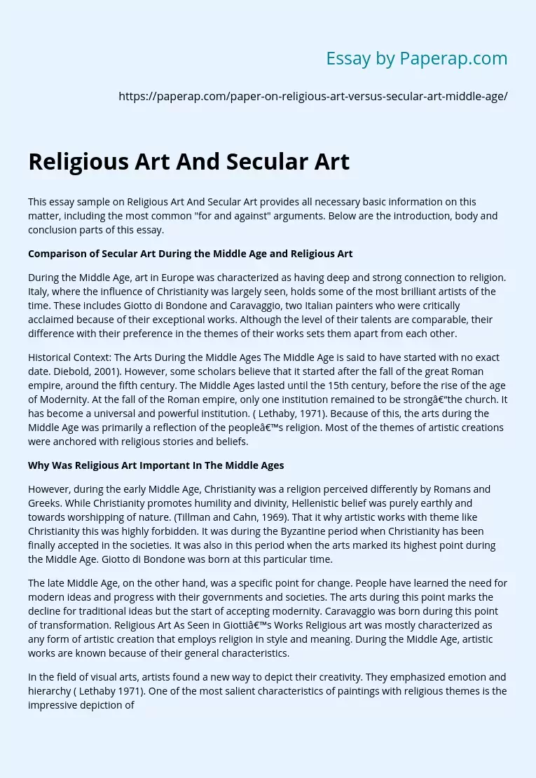 Religious Art And Secular Art
