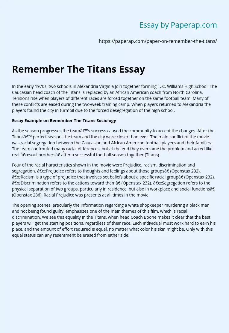Remember The Titans Essay
