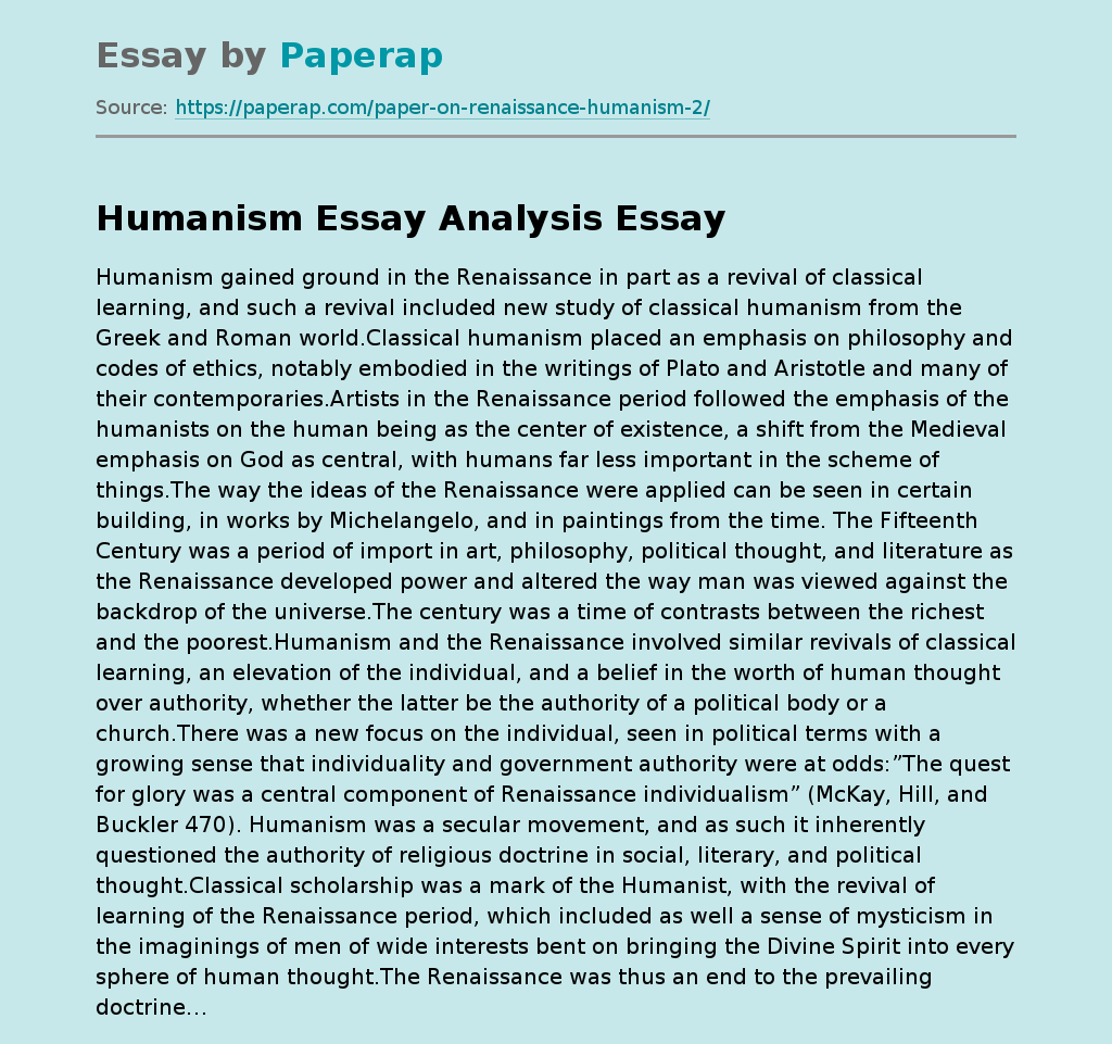 research paper on renaissance humanism