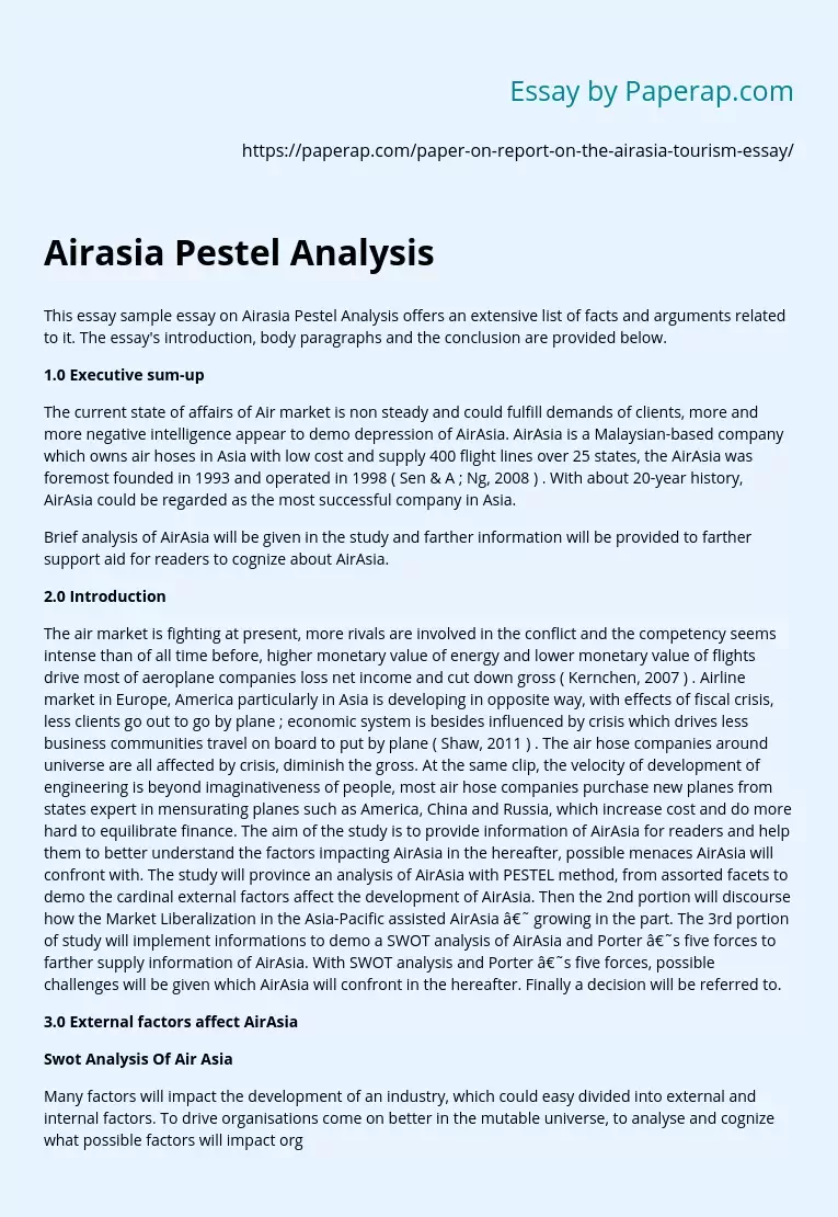 Airasia Pestel Analysis