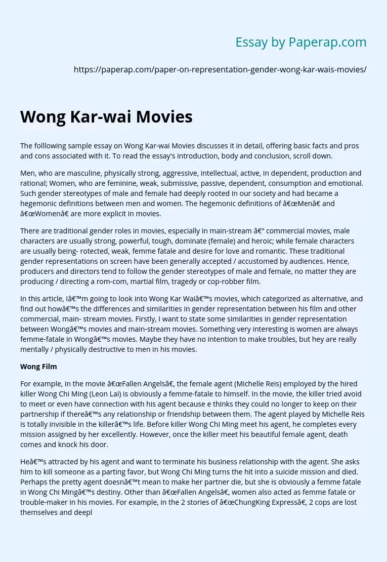 Wong Kar-wai Movies