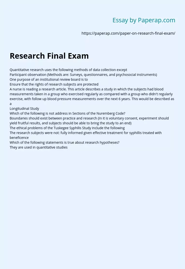 Research Final Exam