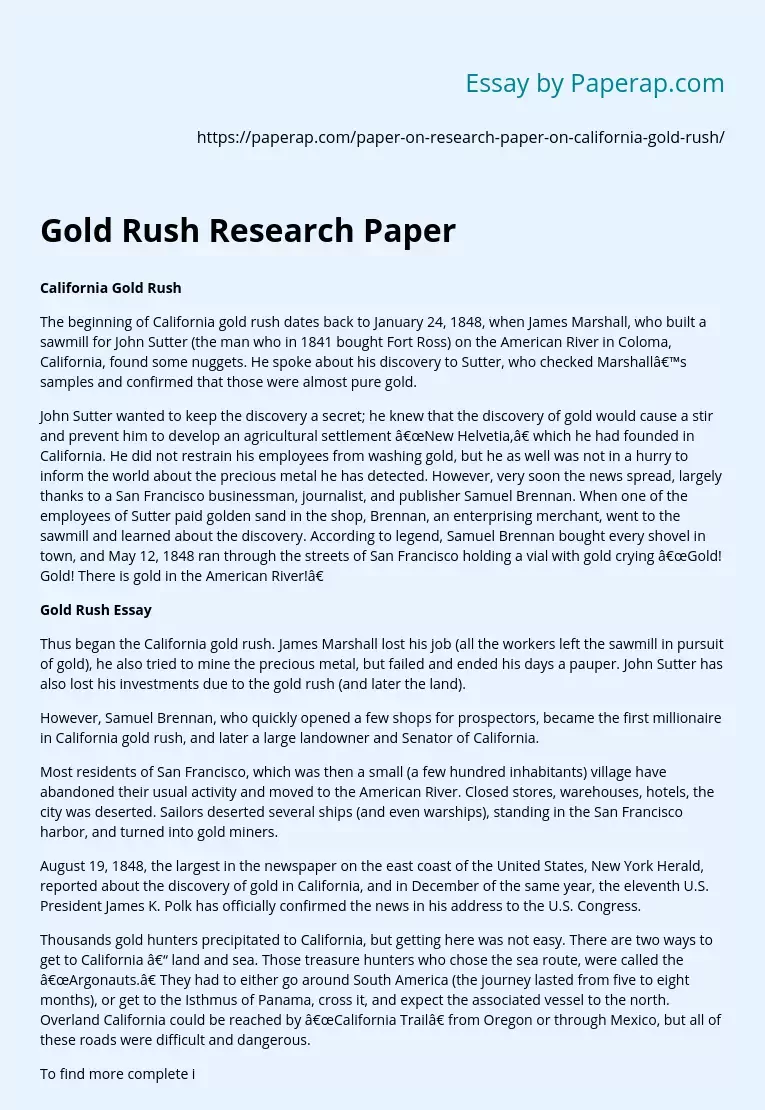 gold rush essay