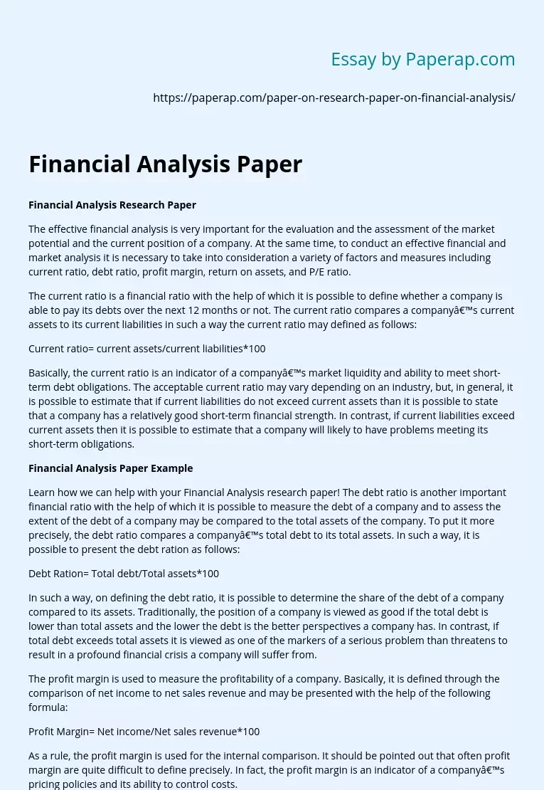 Financial Analysis Paper
