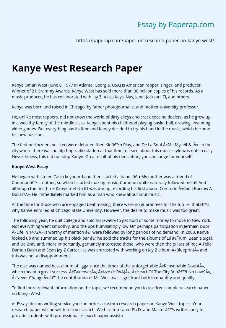 Kanye West Research Paper