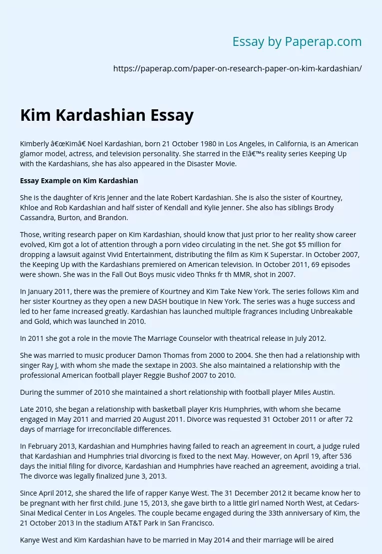 Kim Kardashian Essay