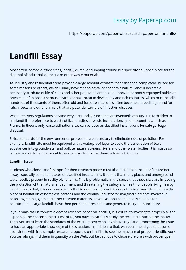 Landfill Sites: Disposal for Waste