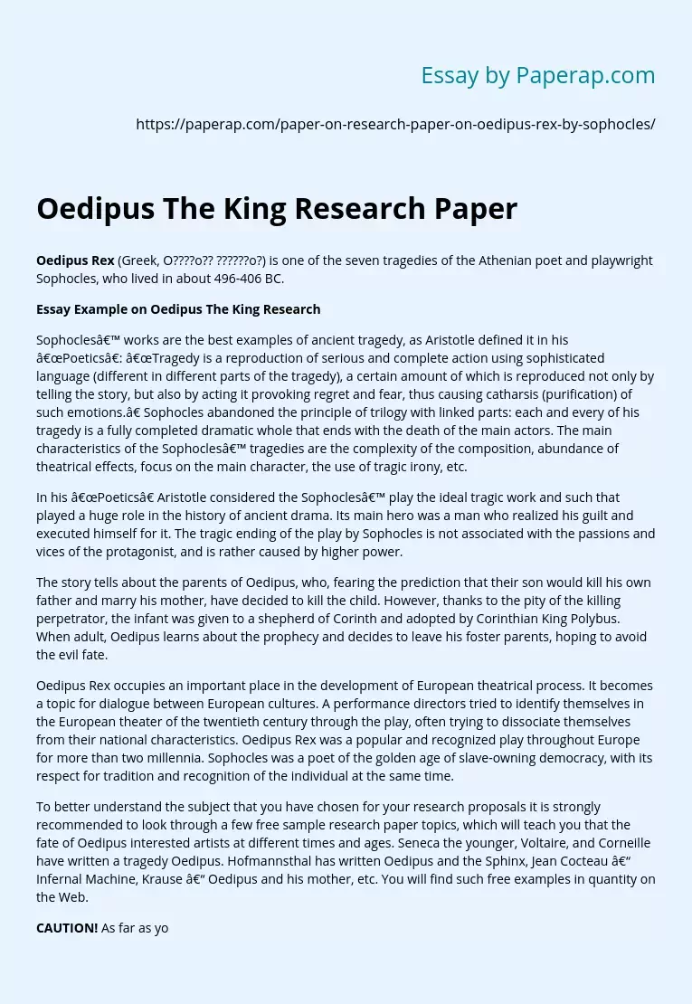 Реферат: Oedipus The Mysteries Of Fate Essay Research