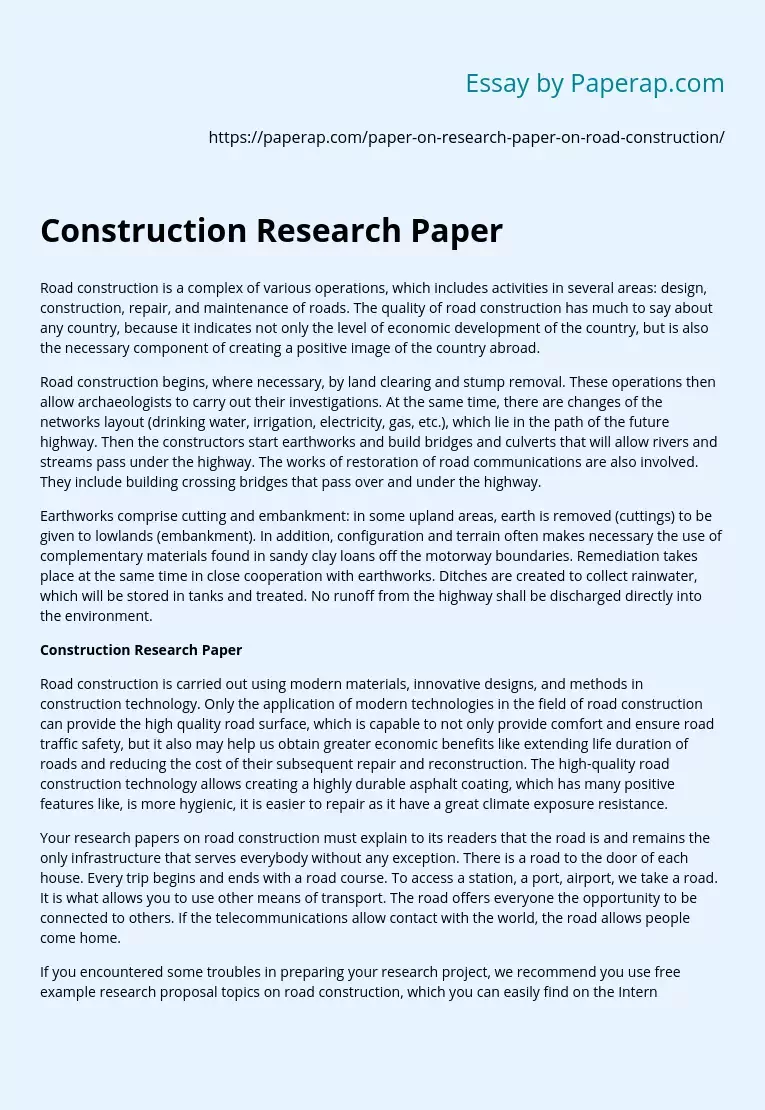 Construction On Research Paper