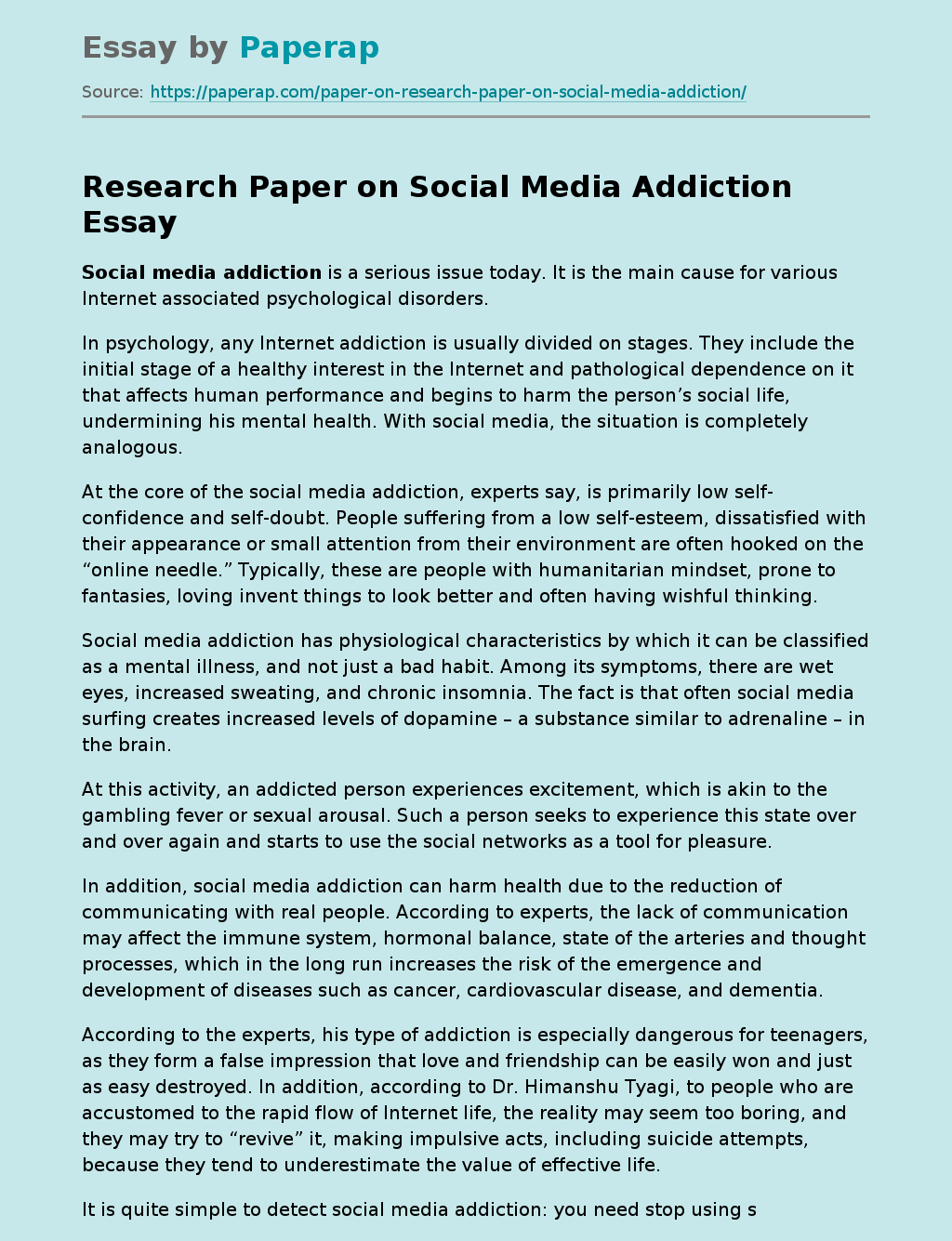 Research Paper on Social Media Addiction