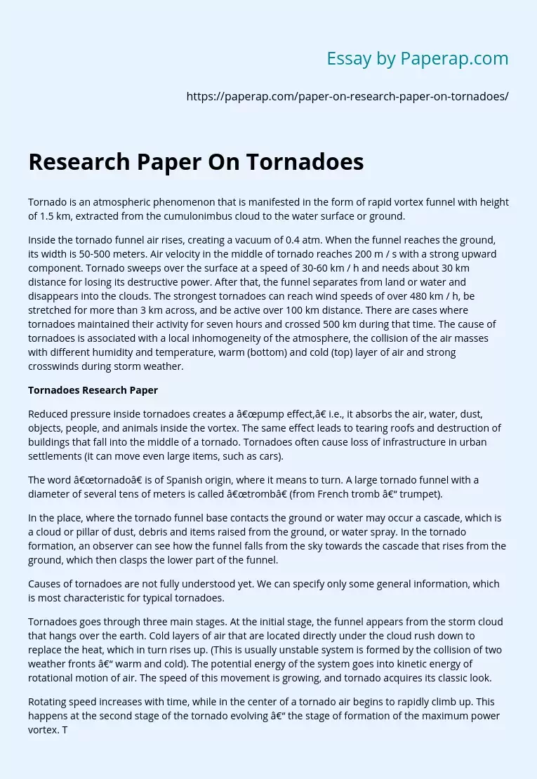 Research Paper On Tornadoes