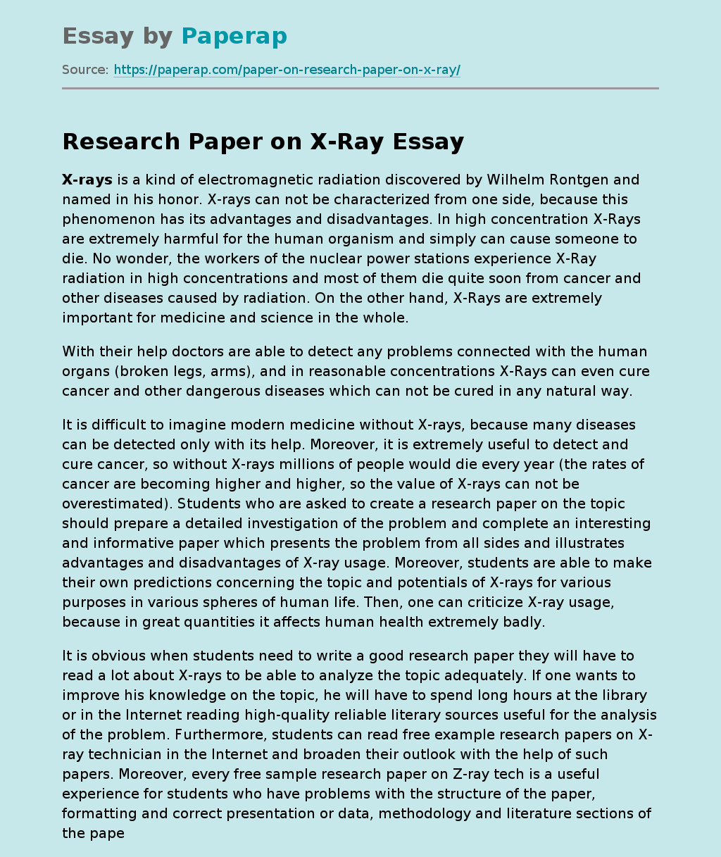 Research Paper on X-Ray