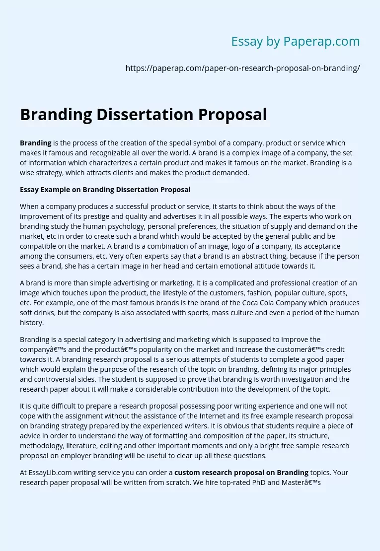 Branding Dissertation Proposal