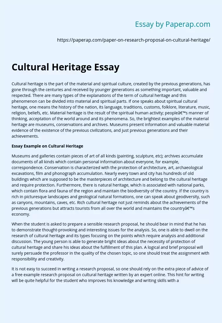 Cultural Heritage Essay