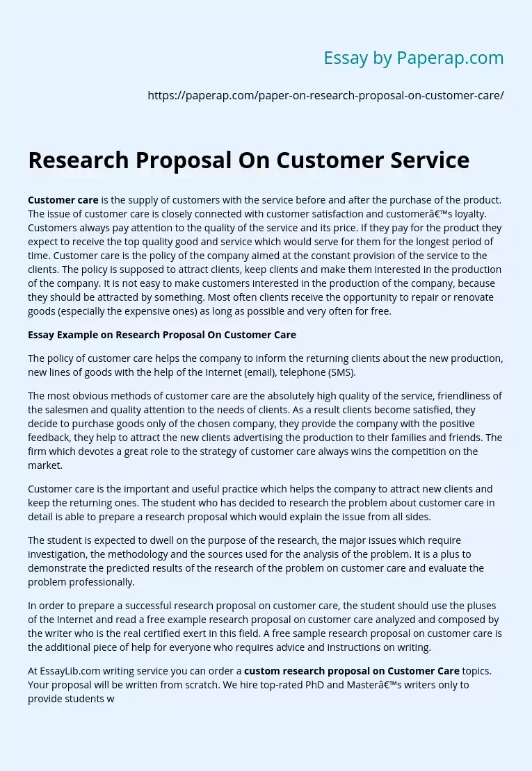 customer service research proposal