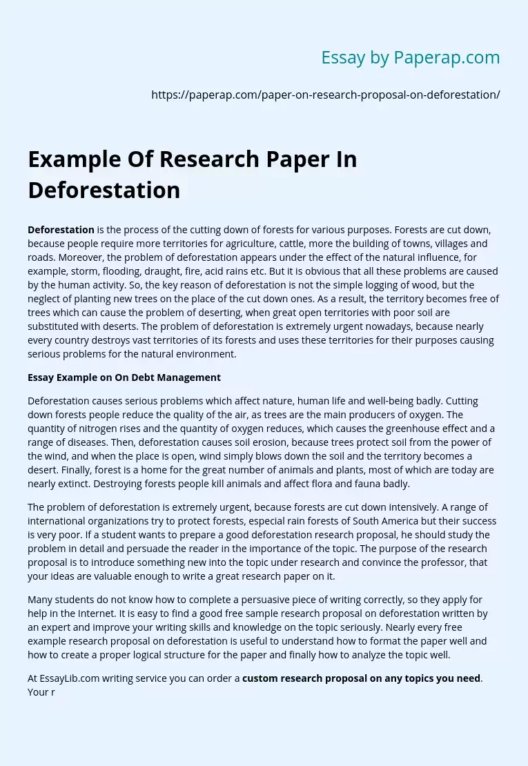 Example Of Research Paper In Deforestation