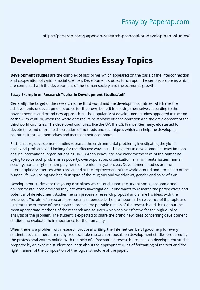 Development Studies Essay Topics