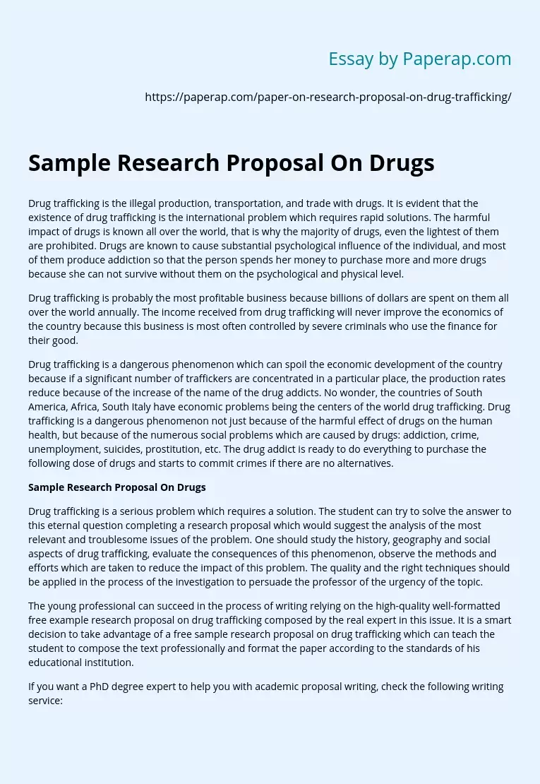 Sample Research Proposal On Drugs