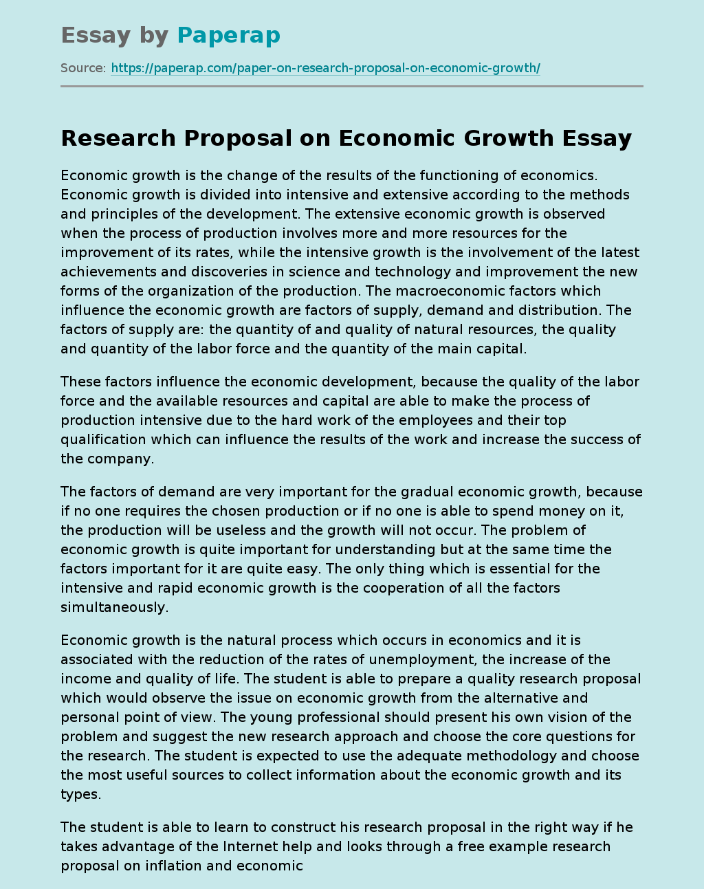 research proposal of economics topics