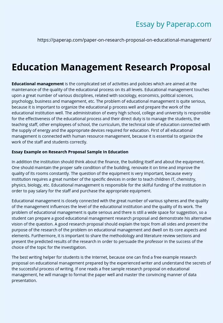 Education Management Research Proposal