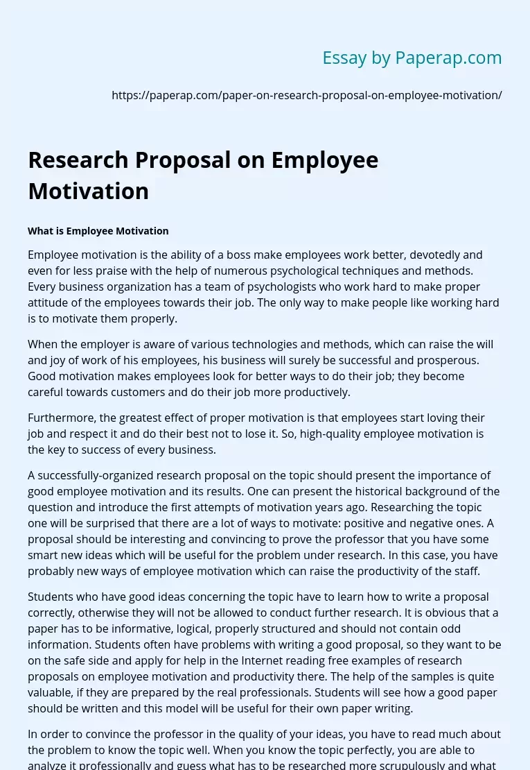research proposal on employee motivation